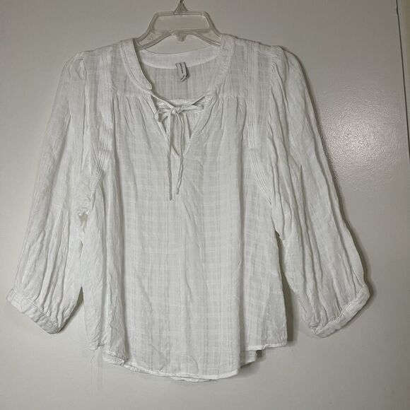 Gentle Fawn gauze long sleeve white tie collar blouse top size XS - Picture 1 of 4
